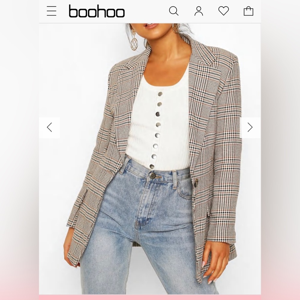 Petite Longline Check Blazer. US 8
